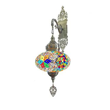 Imagem de (7 cores) Arandela de parede turca em mosaico, grande, em vidro marroquino, para sala de estar, quarto, corredor, varanda, café ou bar.