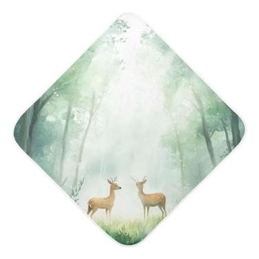 Imagem de Burbuja Toalha de banho de bebê Forest with Deers - Toalha com capuz de musselina macia e absorvente para recém-nascidos, 89 x 89 cm