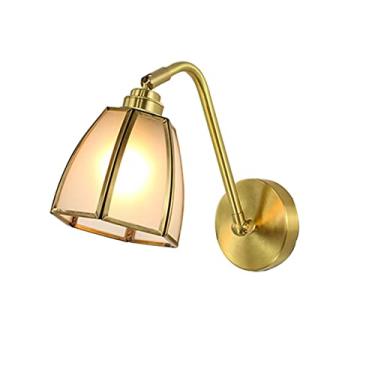 Imagem de Arandela de parede nórdica em latão, moderna, com 1 lâmpada, estilo japonês, ideal para cabeceira, sala de estar, quarto, corredor e varanda, soquete E27, A.