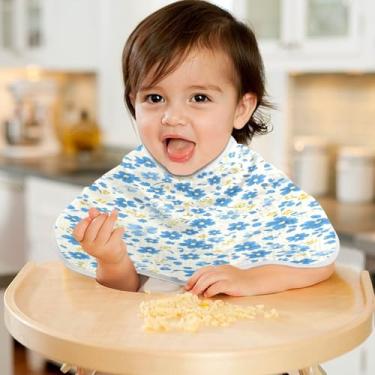 Imagem de CEBUGI Panos para Arrotar Musselina Bebê 56x28 cm Toalhas de Bebê Absorventes Macias Pequenas Flores Azuis Algodão Arrotar Trapos para Bebês Meninos e Meninas Pacote com 2