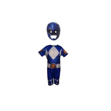 Imagem de Fantasia Infantil Power Rangers Azul Com Máscara 3d - Bililika, Azul, 