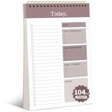 Imagem de Bloco de notas para fazer na lista, 52 folhas sem data, agenda diária para trabalho, casa, escola, escritório, acessórios, suprimentos e tarefas de definição de metas - marrom