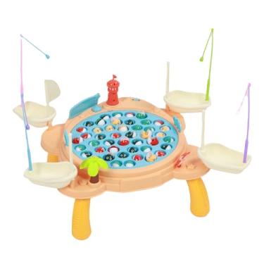 Imagem de Generic Mesa de Jogo de Pesca Magnética, Placa de Peixe Rotativa Interativa Musical Tamanho Grande para Crianças