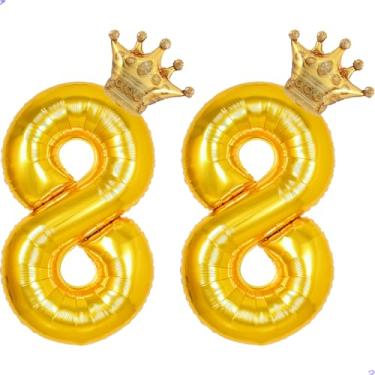 Imagem de 88 balões com números dourados de 101,6 cm para decorações de aniversário de 88 anos para homens e mulheres, balões gigantes jumbo Mylar 88 de aniversário