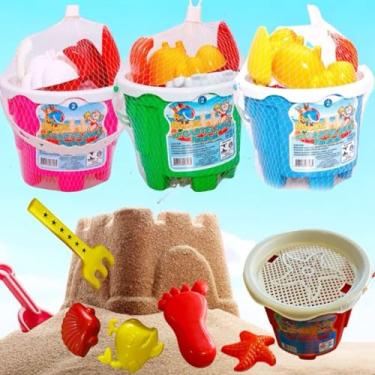 Imagem de Baldinho de Praia Kit Balde Praia Castelinho Areia Infantil Completo Brinquedo (COR MENINO)