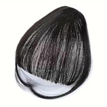 Imagem de 1 peça de peruca de franja preta com clipe para acessórios de cabelo de volume e comprimento de aparência natural - Ideia para Halloween e Natal
