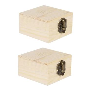 Imagem de APLVFFZH 2 Caixas de Madeira Não Tratada, Caixas para Joias, Caixas Organizadoras para Casa, Baús de, Presente de Natal, Style C