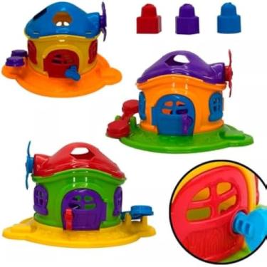 Imagem de Casinha de brinquedo encantada para crianca, com tres pecas, encaixe e colorido,divertido