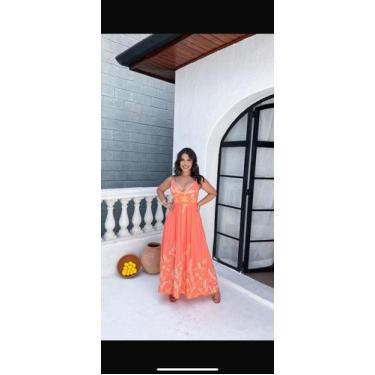 Imagem de Vestido Feminino Longo Estampado Alça Regulável luxo elegante - Ateliê