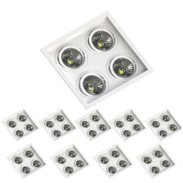 Imagem de 10 Spot Quadrado Quádruplo AR70 Branco Save Energy