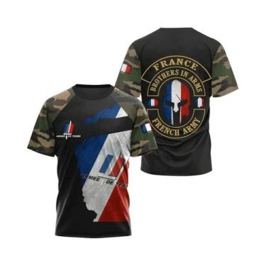 Imagem de Camiseta Tática Masculina Camuflada Do Exército Francês, Manga Curta, 