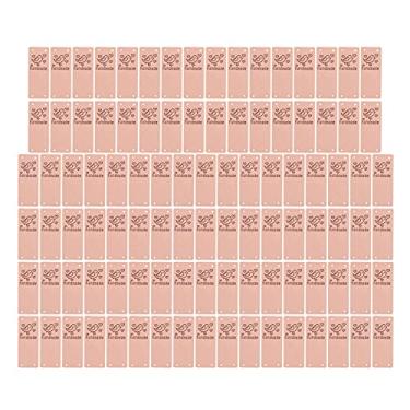 Imagem de SIWOTED 100 peças etiqueta de couro PU cor de pássaro feita à mão Soft 4 furos acessórios DIY úteis para carteira Chapéu (Rosa)