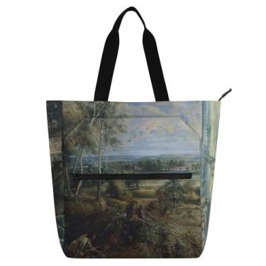 Imagem de GAIGEO Bolsa feminina Rubens Chateau Het Steen Hunter, bolsa de trabalho, lona, praia, livro, com zíper, bolsa reutilizável com compartimentos