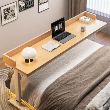 Imagem de HGTRH Mesa sobreposta de altura ajustável para laptop com rodas, mesa de trabalho sobre a cama com defletores, mesa de cama móvel para casa, mesa de cama com rodinhas para hospital, quarto, F, 100 cm
