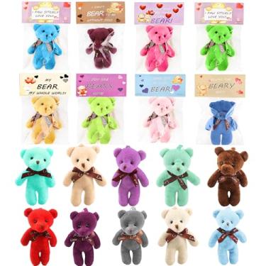 Imagem de Haconba 18 Pcs Valentines Mini Teddy Bears with 20 Gift Cards Bags Plush Small Bears Stuffed Animals for Valentines Gifts Birthday Christmas Wedding Party, 18 Colors