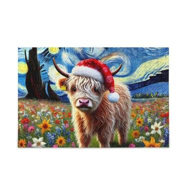 Imagem de 500 peças de quebra-cabeças noturnos estrelados de vaca Highland em madeira e papel combinados para adultos