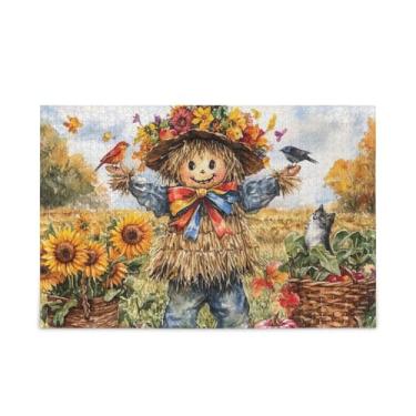 Imagem de Quebra-cabeças adoráveis de madeira e papel de espantalho com bolsa de armazenamento de 1000 peças