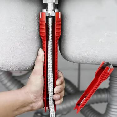 Imagem de Chave de tubo: mandíbula ajustável, força de aderência forte, aplicação de força uniforme sem desconforto nas mãos, serve para vários acessórios de tubulação