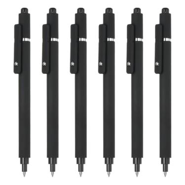 Imagem de PATIKIL 6 canetas de gel retráteis, tinta preta de 0,5 mm, ponta fina, escrita suave, linda caneta estética de secagem rápida para escritório, casa, diário, anotações, suprimentos, preta