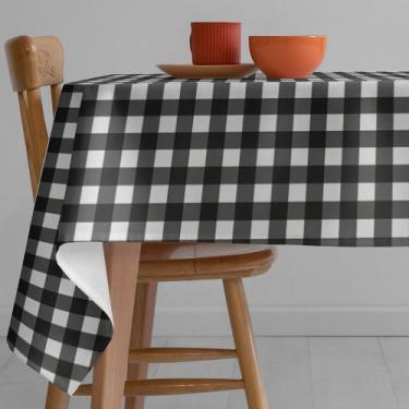 Imagem de Toalha Mesa Térmica Impermeável PVC Xadrez Preta 1,60x1,40 - Idealiza