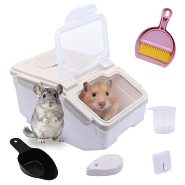 Imagem de Saim Caixa de recipiente de banho de areia de chinchila, banheiro gerbil, caixa de areia, banheira de poeira de chinchila caixa de banho de areia, casa de hamster para hamster ouriço