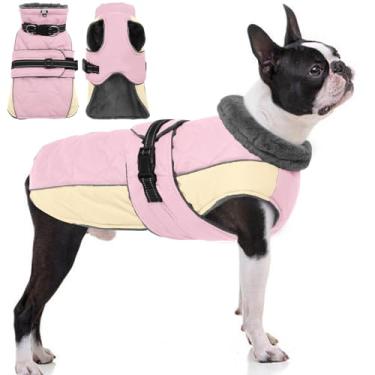 Imagem de QBLEEV Jaqueta quente para cães – Casaco de inverno refletivo ajustável com gola rolê para clima frio, roupa de neve de lã impermeável para cães pequenos, médios e grandes