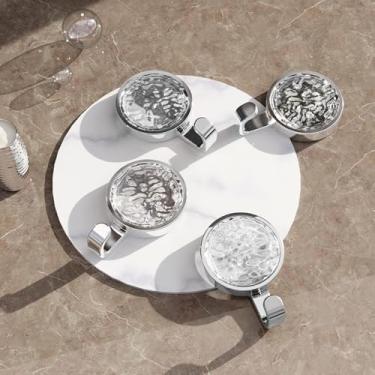 Imagem de GENERIC Ganchos adesivos para toalhas, pacote com 4, prata, plástico com acabamento em metal/plástico brilhante, removível, montagem na parede, minimalista, banheiro, chuveiro, cozinha, porta, drywall