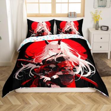 Imagem de Erosebridal King Capa de edredom de anime japonês para crianças, mangá, anime, menina, kawaii, estilo japonês, desenho animado japonês, conjunto de cama para meninos, adolescentes, adultos, mulheres,
