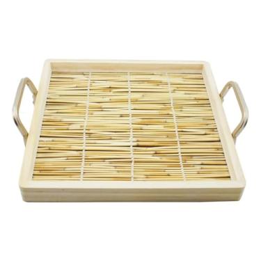 Imagem de Bandeja quadrada de bambu e madeira