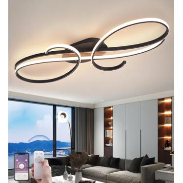 Imagem de Luminária de teto LED moderna, criativa, heterogênea, cromada, para sala de estar, com intensidade ajustável e controle remoto, ideal para proteção ocular em ambientes internos, como sala de