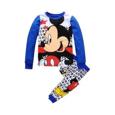 Imagem de Conjunto De Pijama De Algodão Mickey Cartoon Para Crianças, Roupa De D