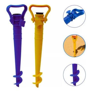 Imagem de Saca Areia Âncora Suporte Guarda Sol Furador Praia Verão Mor, Amarelo,