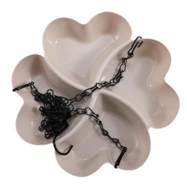 Imagem de Generic Alimentador de pássaros suspenso para jardim, com bebedouro e bandeja para pássaros, ideal para pássaros azuis, corujas e flores, Branco