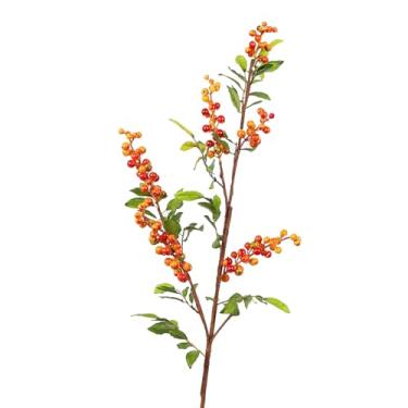 Imagem de Simulação de galhos de frutas, galhos de árvores frutíferas artificiais, alta simulação, hastes de buquê de frutas artificiais realistas, plantas artificiais para loja, jardim, (Laranja)