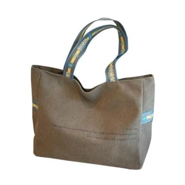 Imagem de RYZGOJV Sacola grande de lona de algodão super forte, bolsa de pano reutilizável para compras de supermercado, sacola elegante para mulheres - cinza