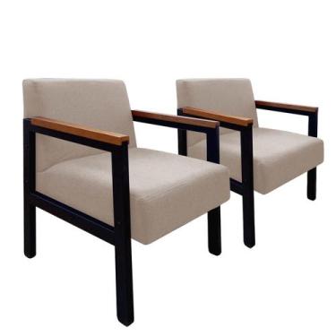 Imagem de Conj. 02 Poltrona Decorativa Estilo Industrial Braço Ferro Minas - Gon