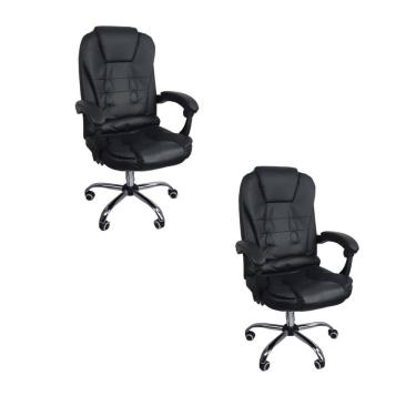 Imagem de Kit 2 Cadeiras De Escritório Presidente Reclinável - Preto
