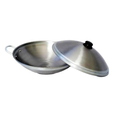 Imagem de Tacho Chinês Panela Wok Funda Aço Carbono E Tampa 38Cm 4L. - performance superior