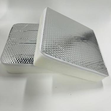 Imagem de YoleShy 2 peças isolador de ventilação para trailer, 35,5 x 35,5 x 7,5 cm, capa universal de claraboia, isolamento de luz solar, travesseiro de teto solar com superfície refletiva, economia de energia