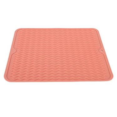 Imagem de Aqur2020 Tapete de Secagem de Pratos de Borracha, Flexível e Dobrável para Pia de Bancada, Tapete de Descongelamento Antiderrapante, Organizador de Cozinha que Economiza Espaço, 15,94 X (Róseo)