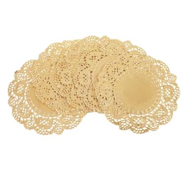 Imagem de 200 peças de guardanapos de papel, guardanapos de renda dourada de 8,5 cm, papel redondo descartável, para mesas, bandejas de sobremesa, festa, artesanato, casamento, aniversário, bolos, utensílios de