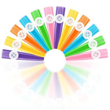 Imagem de Bercoor 12 peças de instrumentos musicais Kazoos, plástico Kazoos para amantes de música, iniciantes, crianças, preço de presente, lembrancinhas, sacos de presente, 6 cores
