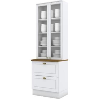 Imagem de Cristaleira 2 Portas 2 Gavetas Americana Henn, Branco HP com Nature