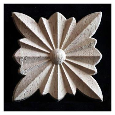 Imagem de 8cm guarnição de madeira decorativa para centro de móveis em casa, decalque esculpido artesanal porta de mobília sem pintura applique onlay armet decor(A,10PCS)