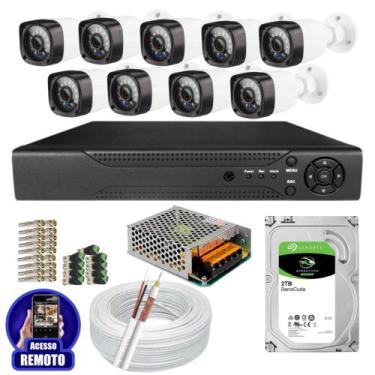 Imagem de Kit Cftv 9 Câmeras Segurança Infravermelho 20 Metros Dvr Multi Hd 16ch