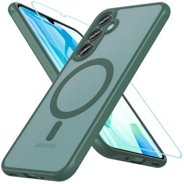 Imagem de Hensinple Capa para celular Samsung Galaxy A16 5G, capa magnética Samsung A16 5G/4G com protetor de tela, compatível com MagSafe, capa traseira fosca à prova de choque militar para Samsung A16 5G
