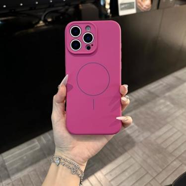 Imagem de IRTGFG Capa magnética de silicone líquido com botão de controle de câmera para iPhone 16E (para iPhone 16E/Pitaya)