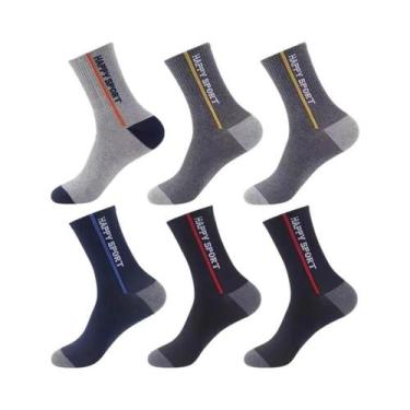 Imagem de Meias Esportivas Masculinas De Comprimento Médio 100% Algodão, Absorve