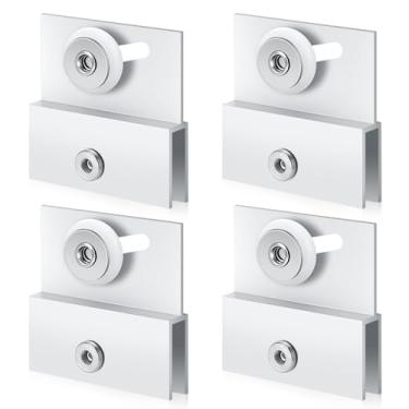 Imagem de Pacote com 4 rolos de porta de chuveiro sem moldura M 6054 - Roda de plástico redonda de 1,9 cm com rolamentos de esferas, acabamento cromado de alumínio extrudado - Kits de ferragens de substituição