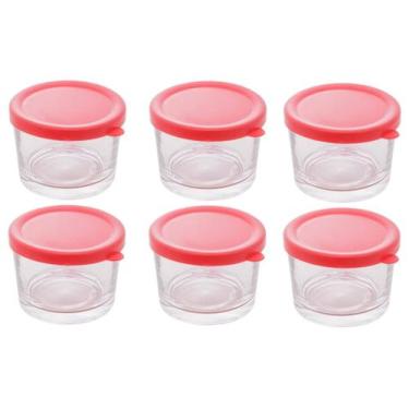 Imagem de Jogo Pote De Vidro 220ml 6 Peças Tampa De Plástico Colorida - Em Casa 